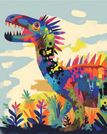 Brightly colored cartoon dinosaur cross stitch kit for beginners