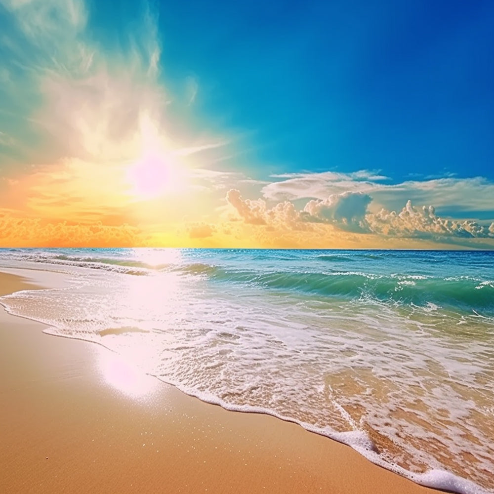 Brilliant golden sun over the beach cross stitch kit for beginners