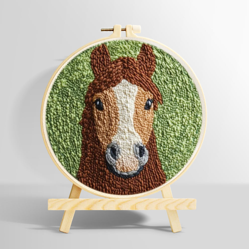 Brown horse punch needle kit for beginners