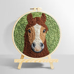 Brown horse punch needle kit for beginners
