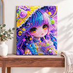 Finished bubblegum fantasy girl pearl diamond painting artwork displayed as home decor