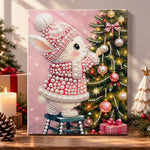 Bunny decorating christmas tree pearl diamond painting kit for beginners
