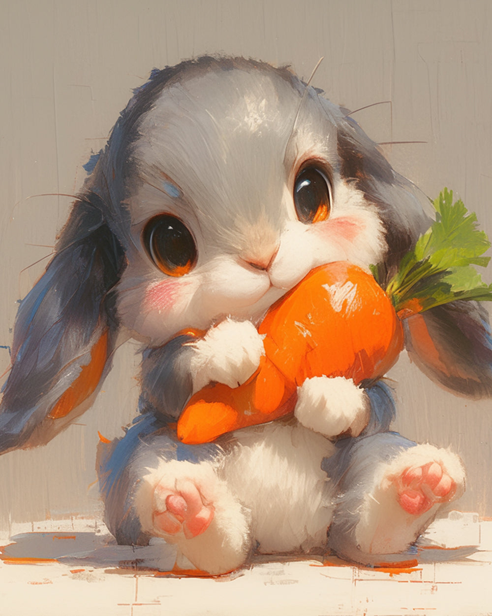 Bunny enjoying fresh carrot cross stitch kit for beginners