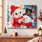 Bunny making snowman pearl diamond painting kit for beginners
