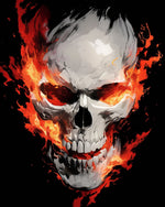 Burning fiery skull cross stitch kit for beginners