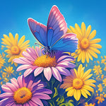 Butterfly on daisies cross stitch kit for beginners