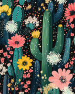 Cactus floral pattern cross stitch kit for beginners