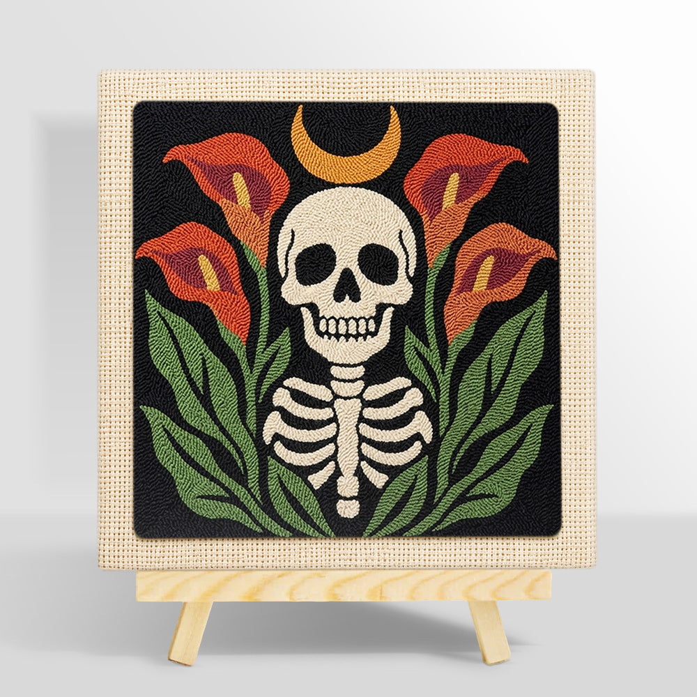 Calla lily skull punch needle kit for beginners
