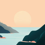 Calm coastal sunset view cross stitch kit for beginners
