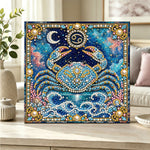 Finished cancer crab pearl diamond painting artwork displayed as home decor