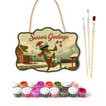 Candy cane country paint by numbers door hanger with paints and brushes