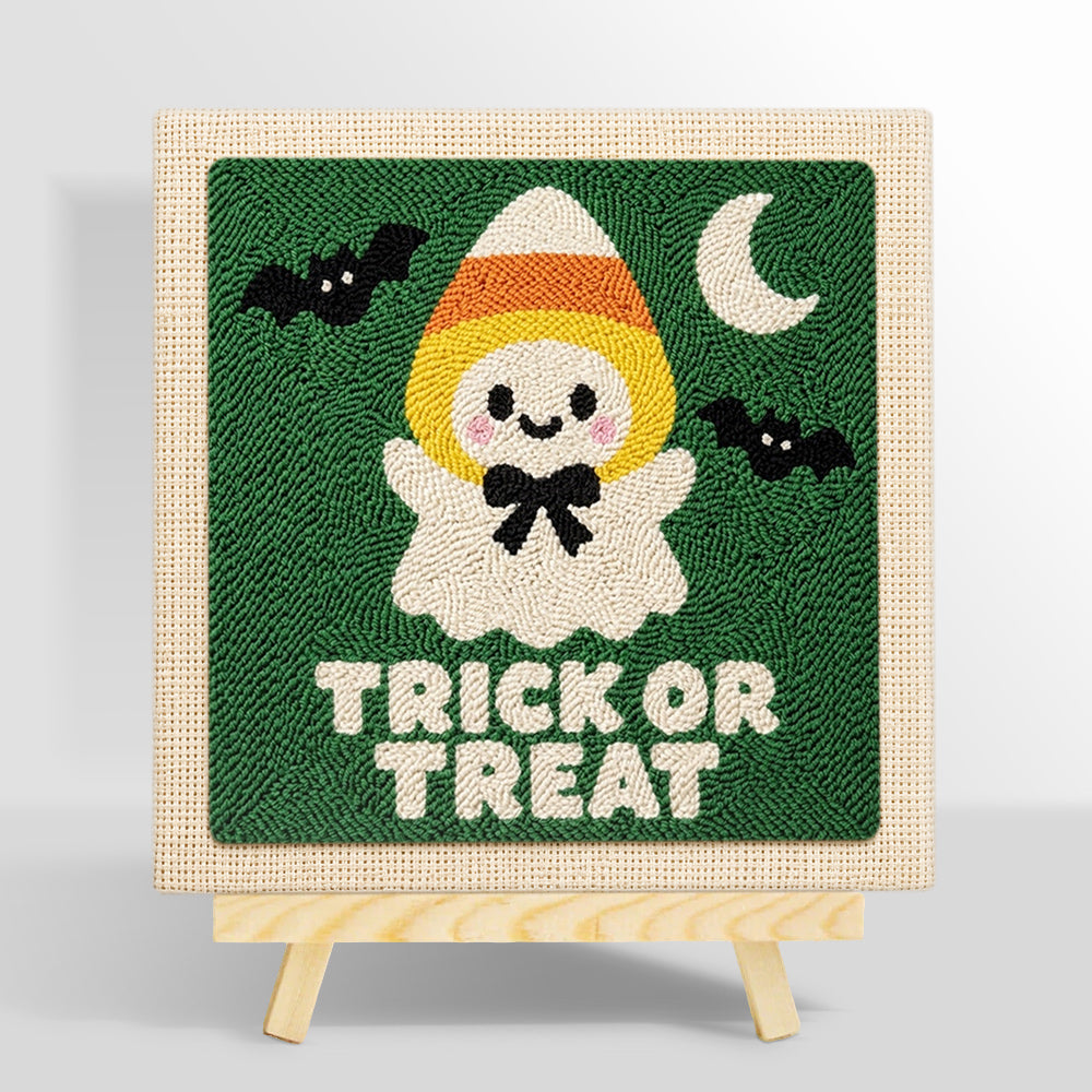 Candy corn ghost punch needle kit for beginners