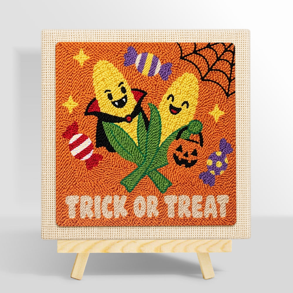 Candy corn halloween pair punch needle kit for beginners
