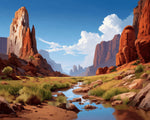 Canyon stream scenery cross stitch kit for beginners