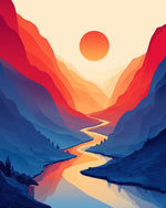 Canyon sunset river cross stitch kit for beginners