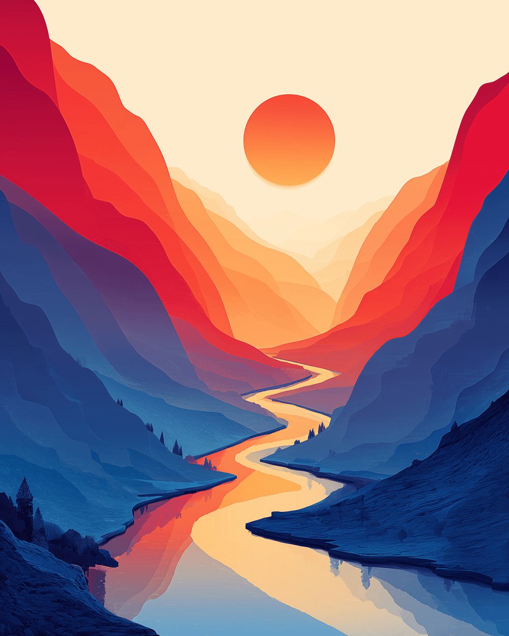 Canyon sunset river cross stitch kit for beginners