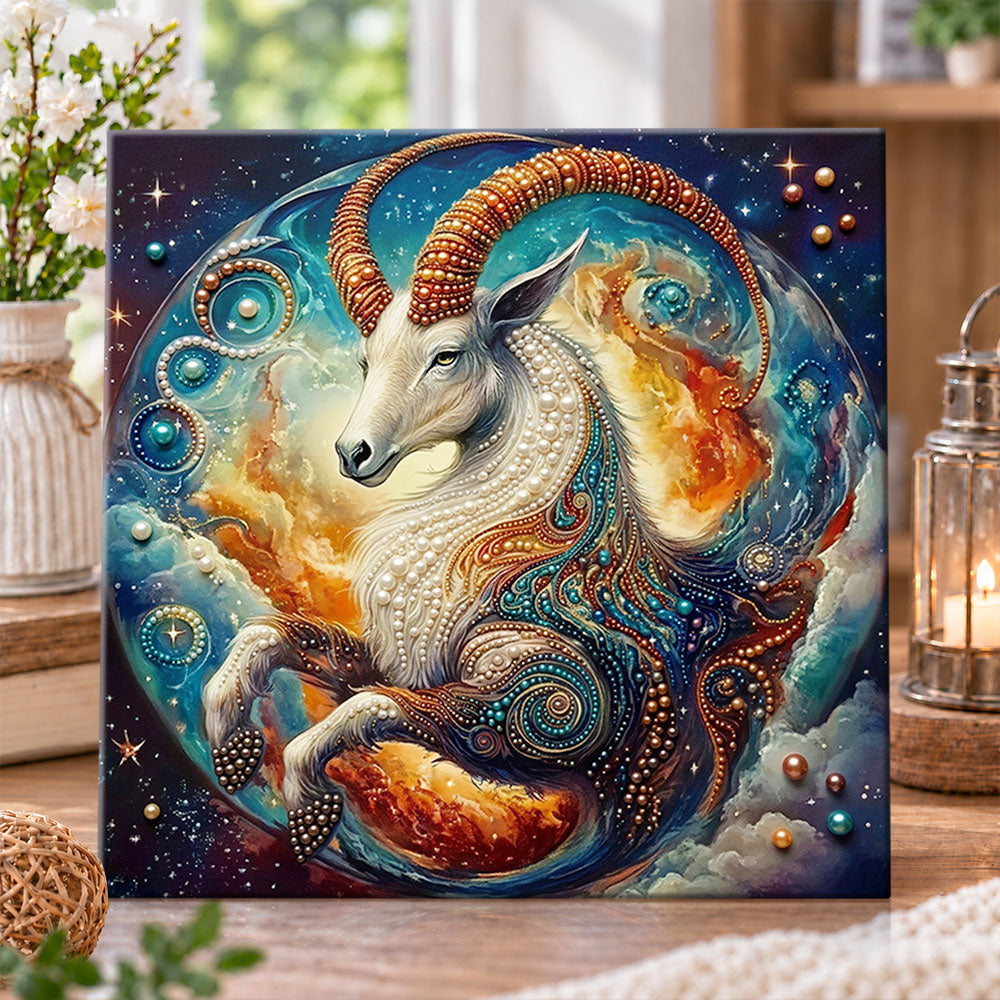 Capricorn cosmic goat pearl diamond painting kit for beginners