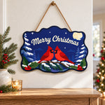 Cardinal birds night scene paint by numbers door hanger as indoor wall decor