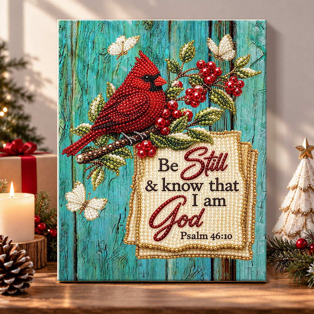Cardinal with bible verse pearl diamond painting kit for beginners