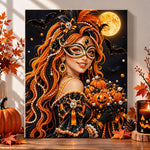 Carnival girl with pumpkins pearl diamond painting kit for beginners