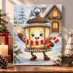 Cartoon lantern in snowy scene pearl diamond painting kit for beginners