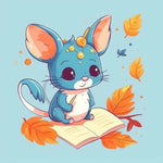 Cartoon mouse studying cross stitch kit for beginners