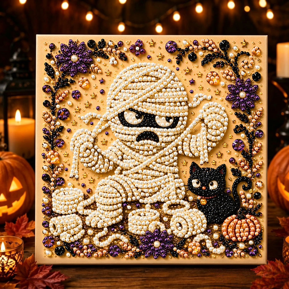 Cartoon mummy pearl diamond painting kit for beginners
