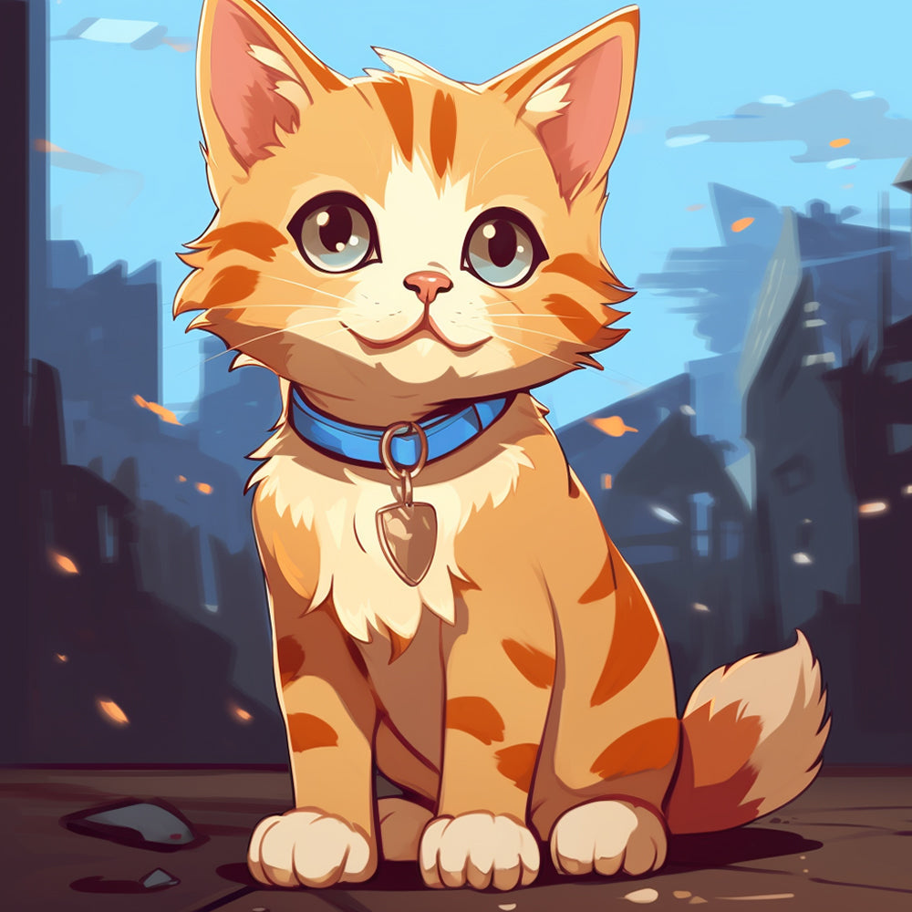 Cartoon orange kitten cross stitch kit for beginners