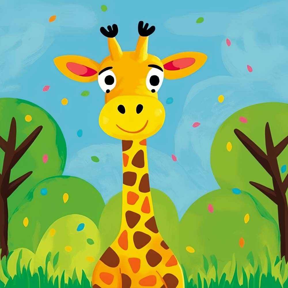 Cartoon smiling giraffe cross stitch kit for beginners