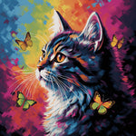 Cat and butterflies cross stitch kit for beginners
