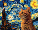 Cat beneath starry skies cross stitch kit for beginners