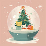Cats christmas snow globe cross stitch kit for beginners