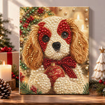 Cavalier spaniel with christmas ornament pearl diamond painting kit for beginners