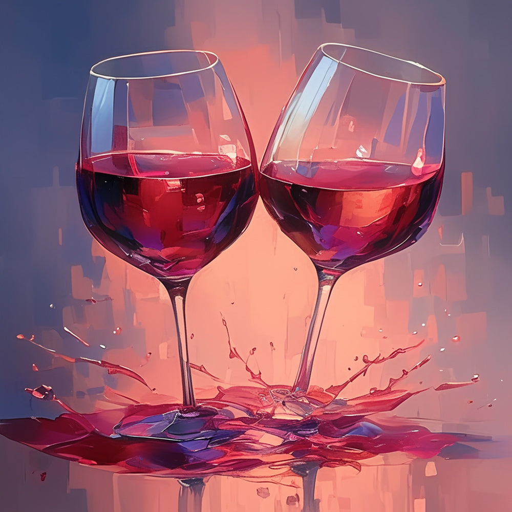Celebratory red wine toast cross stitch kit for beginners