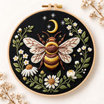 Celestial bee with daisies embroidery kit