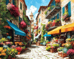 Charming european flower market alley cross stitch kit for beginners