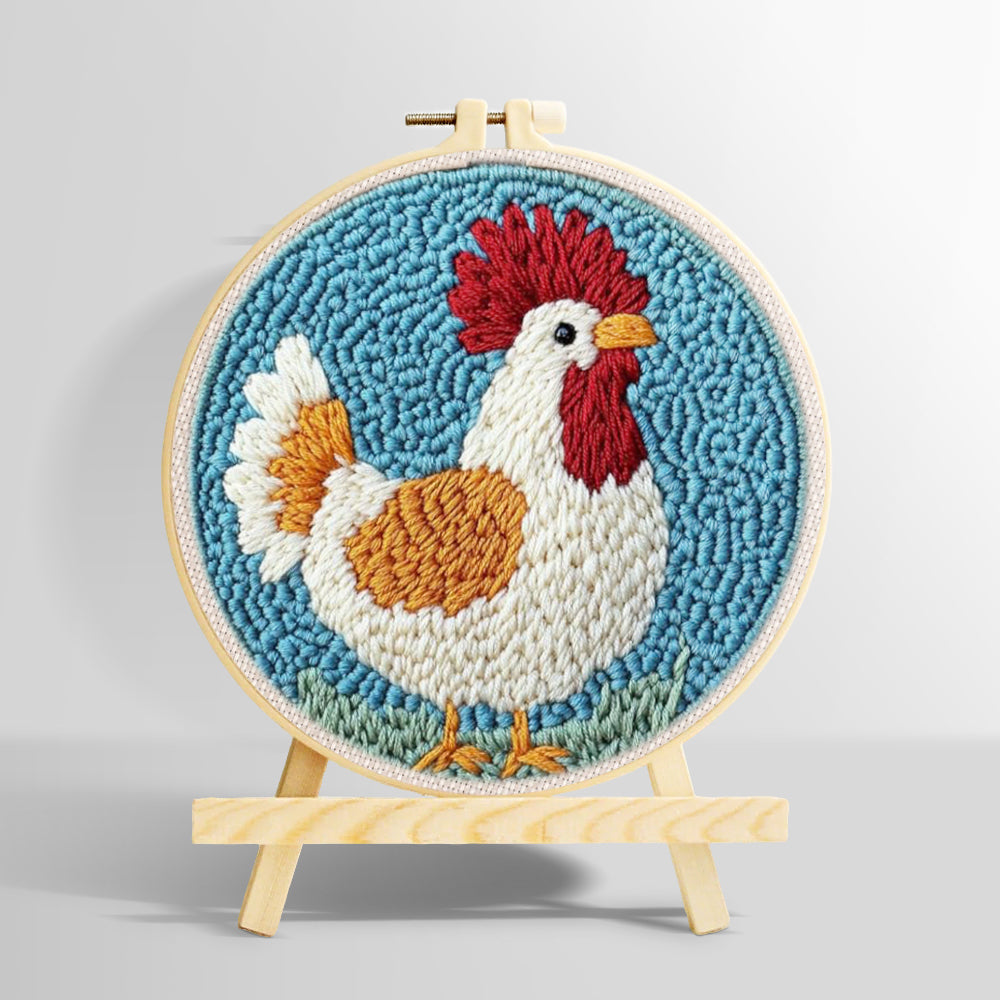Charming rooster punch needle kit for beginners