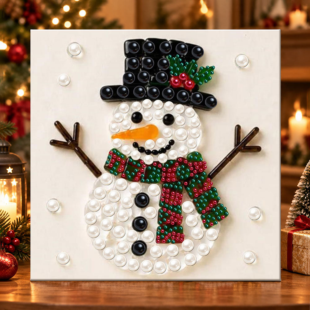 Charming snowman with scarf pearl diamond painting kit for beginners