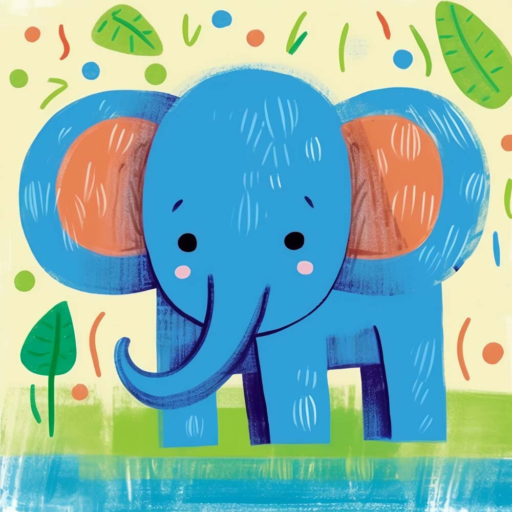Cheerful blue elephant cross stitch kit for beginners