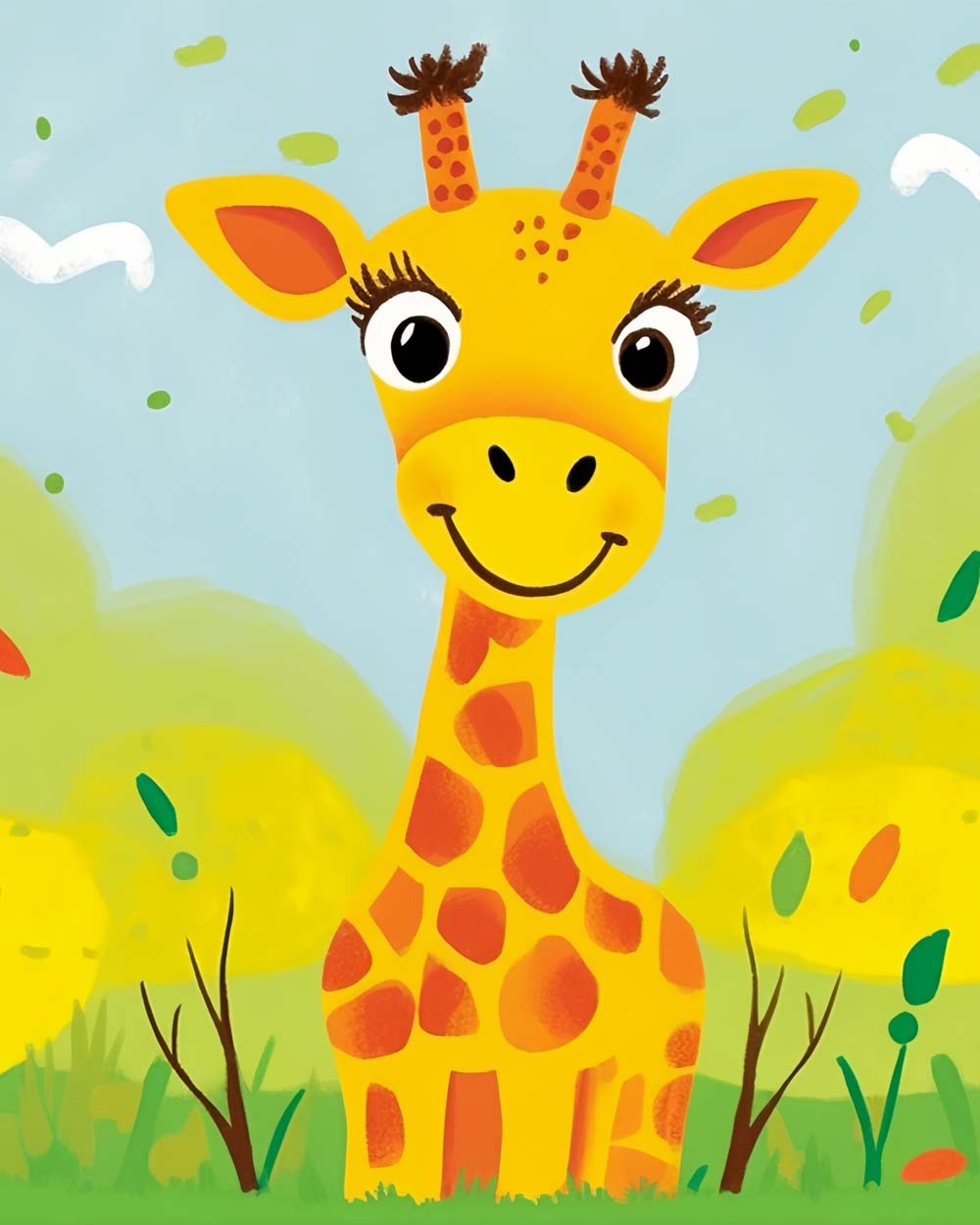 Cheerful cartoon giraffe cross stitch kit for beginners