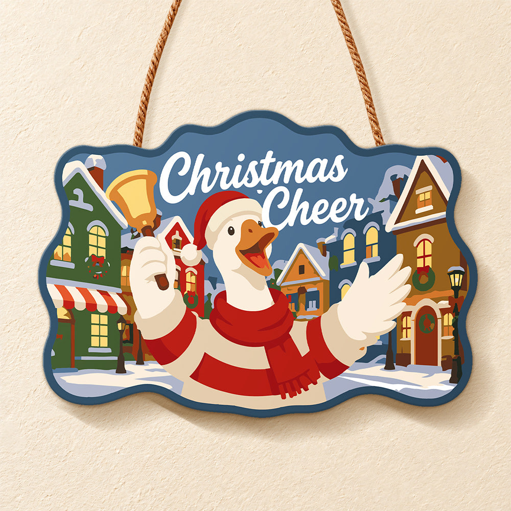 Cheerful christmas goose paint by numbers door hanger finished design