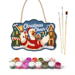 Cheerful christmas goose paint by numbers door hanger with paints and brushes