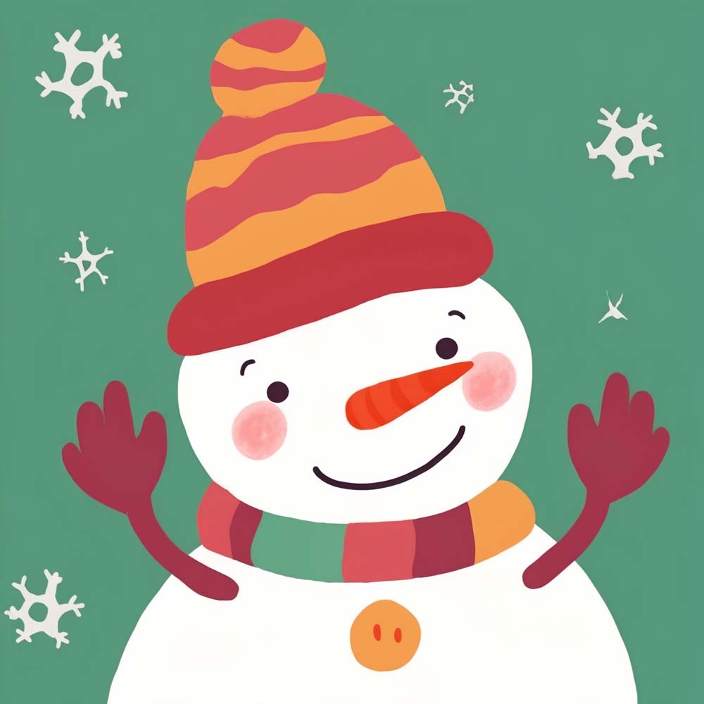 Cheerful festive snowman cross stitch kit for beginners
