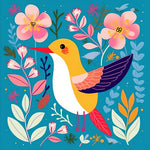 Cheerful golden hummingbird cross stitch kit for beginners