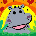 Cheerful hippo art cross stitch kit for beginners