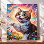 Cheerful kitten glow pearl diamond painting kit for beginners
