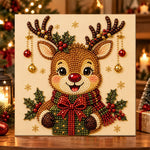 Cheerful reindeer with ornaments pearl diamond painting kit for beginners