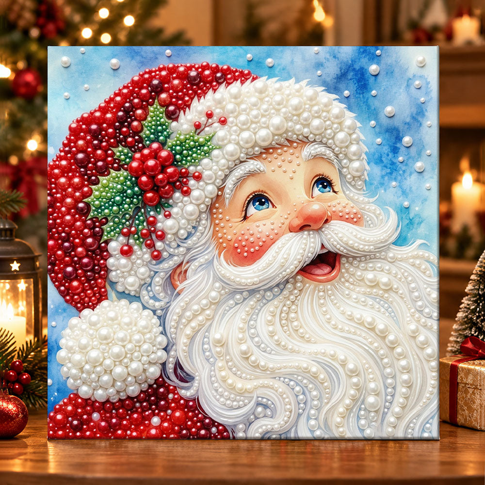 Cheerful santa close‑up pearl diamond painting kit for beginners