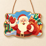 Cheerful santa in christmas town paint by numbers door hanger finished design