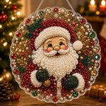 Cheerful santa with holly pearl diamond painting kit for beginners